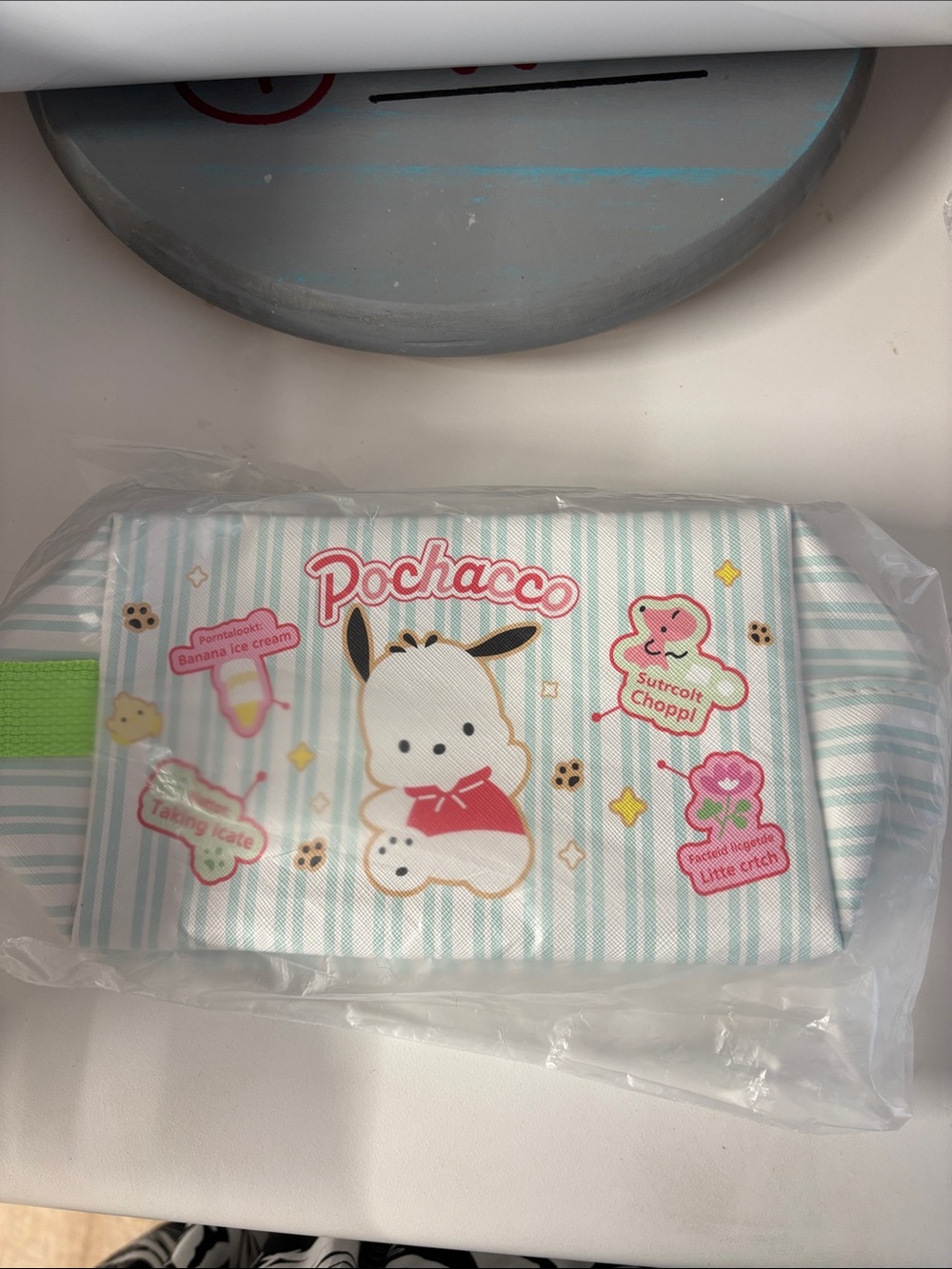 Pochacco Kids Stripe Pouch in Light Blue